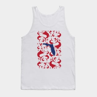 Florida engulfed in red Swordfish Marlin Pattern Tank Top